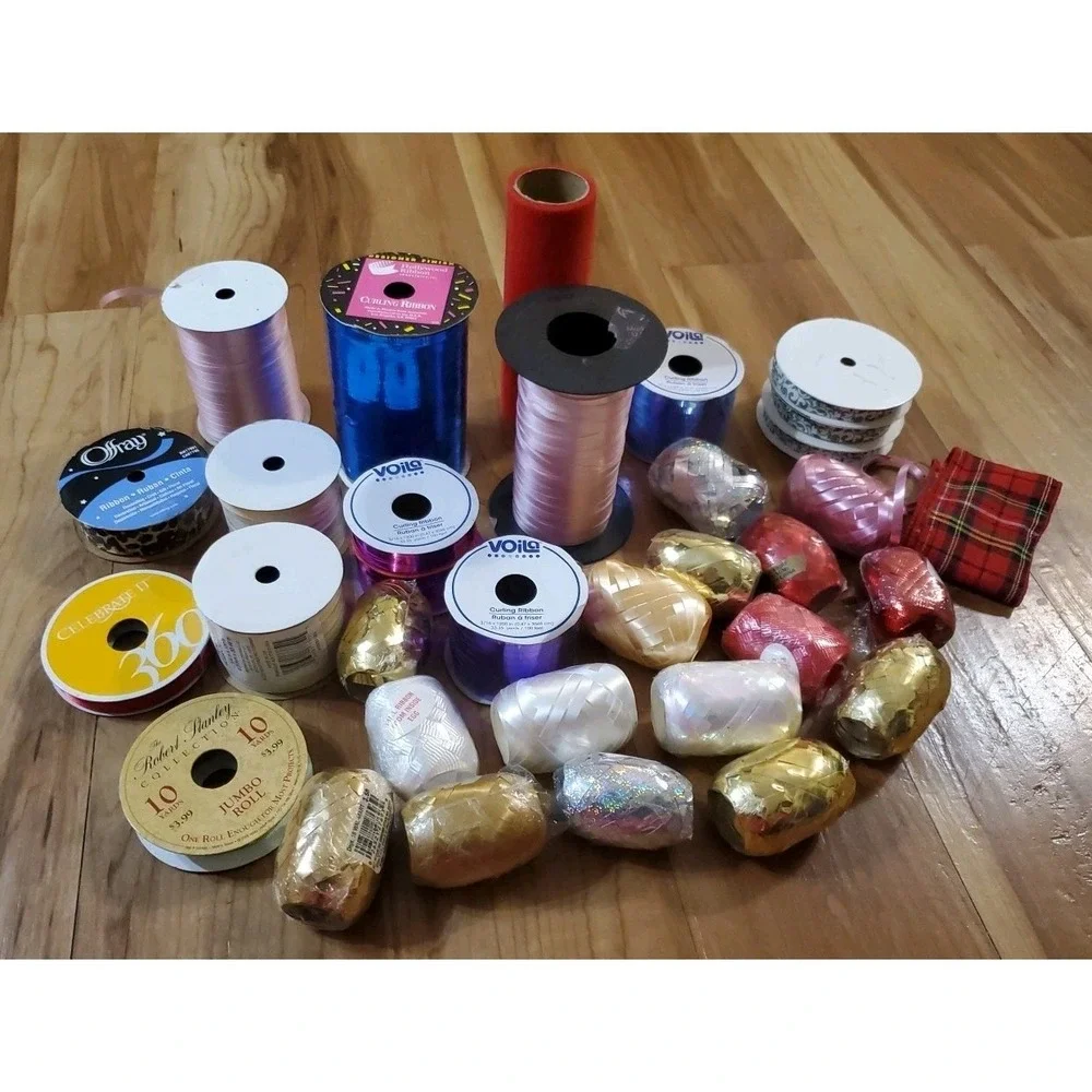 Lot Vintage Now Curling Ribbon Tulle Multicolor‎ Used And Unused